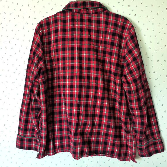 Lands' End Flannel Pajama Set Womens M Red Tartan Plaid Cotton Cozy Pockets - Picture 3 of 16